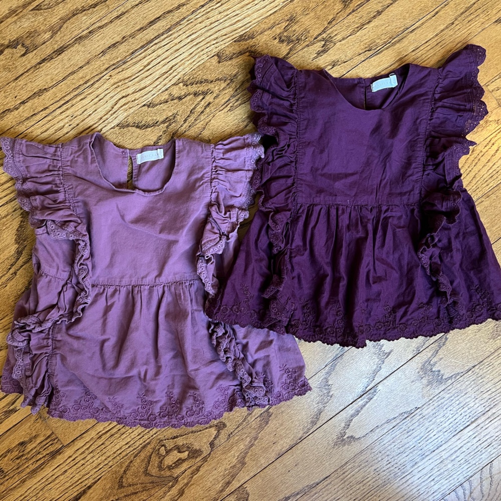 Jamie Kay 2 year cotton lace shirt bundle Lydia blouses - rose & plum colors